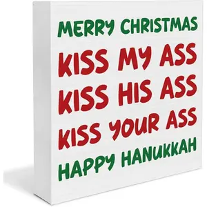 Funny Christmas Decor, Lampoon's Christmas Vacation Decorations, Rustic Christmas Wooden Decorative Sign Home Decor for Desk Table Shelf 5 x 5 Inches