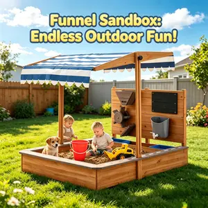 Lino Kids Large Wooden SandBoxes with Roof, Pipleo Outdoor Sand Box Play Canopy for Backyard Garden Beach, Sand Pit for Beach Patio Outdoor Playhouse