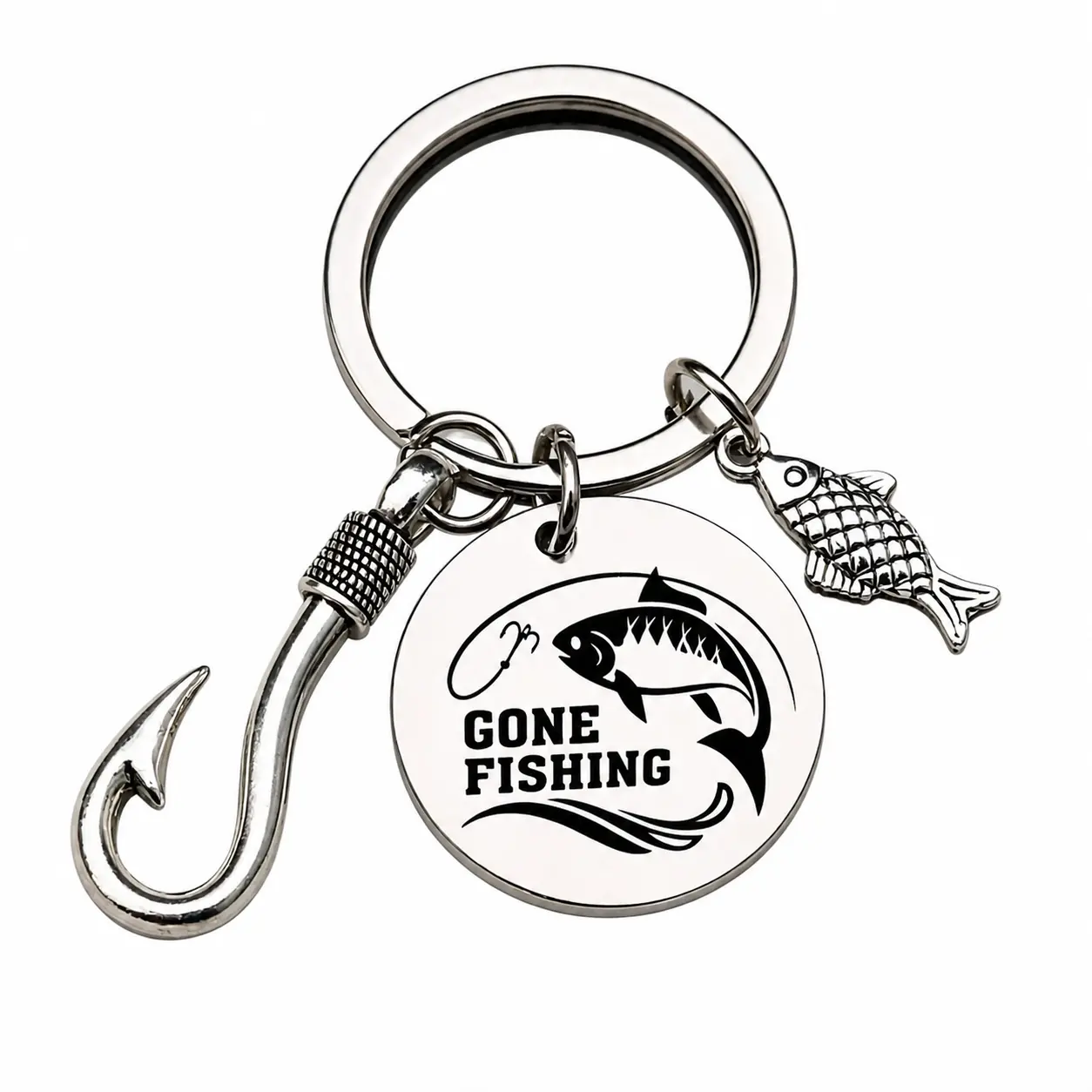Fish Hook Keychain Perfect for Fishing Enthusiasts, Ideal Gift for Father's Day Fish Hook Keychain Perfect for Fishing Enthusiasts, Ideal Gift for Father's Day