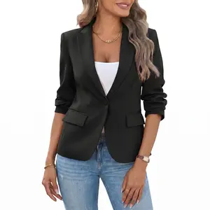 Imily Bela Womens Casual Blazers Long Sleeve Lapel Button Slim Work Office Blazer Jacket