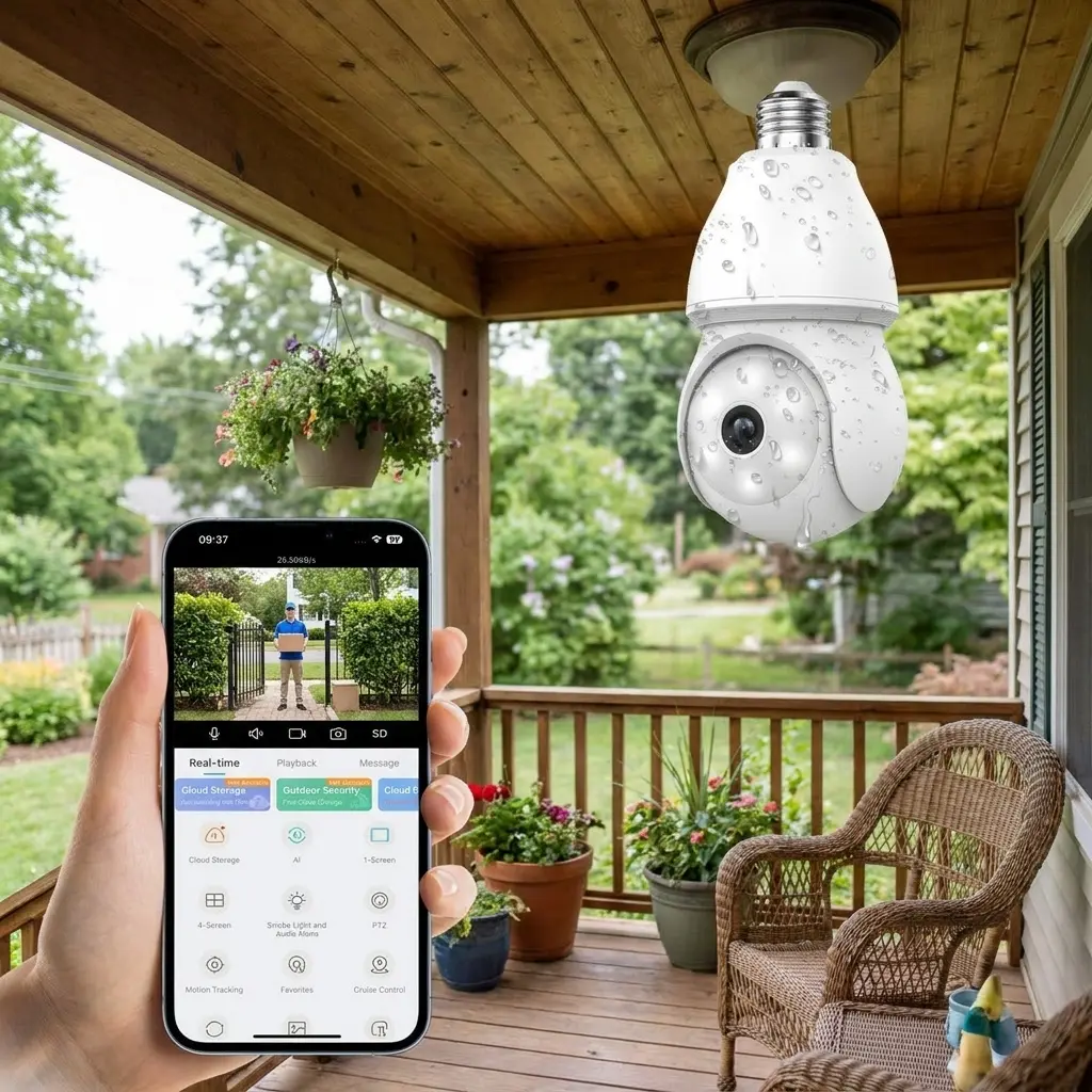 360 Surveillance Camera Bulb Waterproof Full Lighting