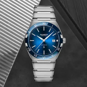Men's light luxury mechanical round dial precision watch, micro luminous, fashionable classic metal elegant accessories, suitable for gifts, with gift box packaging jamtangan  pria high terra casual trendy wristwatch