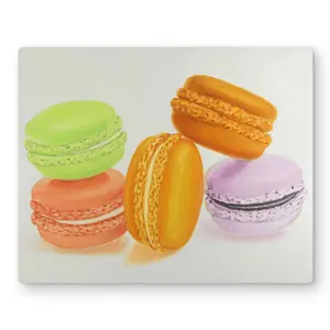 212 MAIN 16x20 in. Hyperrealist Aluminium Metal Painted Artistry Print - Orange Still Life Macaroons Artwork, Home Decor Wall Art for Rooms, Painted Artistry Prints