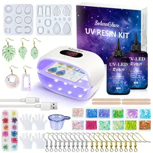 Resin Kit with Upgraded Two Sided Light 240g Clear Resin And Molds Super Clear, Premixed And Fast Curing for Earrings, Craft Decorations, Handmade Earrings, Jewelry Making, Professionalgrade Molds, Highquality Resin, Odorless Resin, Premixed Resin