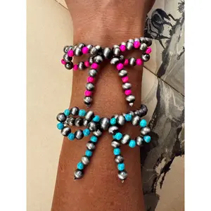 Faux Pearl Bow Bracelet