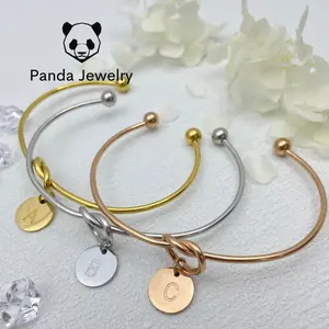 【PANDA Jewelry】Elegant Initial Bracelet for Women & Girls – A-Z Letter Monogram Disc Charm, Personalized Jewelry Gift for Her, Dainty Name Bracelet