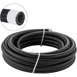 6AN  Line, 3/8 Transmission Cooler Hose,AN6 Braided  Hose Nylon CPE for Power Steering, Transmission, 10FT Black