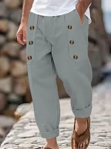 Men's Hawaiian Tropical Style Beach Pants, Loose Fit Drawstring Casual Summer Shorts, Comfortable Breathable Fashion Essential