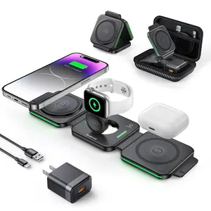 MURPISO 3 in 1 Magnetic Foldable Wireless Charger,Wireless Charging Station for Travel,Wireless Charging Pad Compatible for iPhone 14/13/12/Pro/Max/Mini,AirPods Wireless/Pro,iWatch Ultra/8/7/6/5/4/3/2