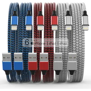 6Pack 3/3/6/6/6/10 FT iPhone Charger Nylon Braided Fast Lightning Cable Compatible iPhone 14 Pro/13 mini/13/12/11 Pro MAX/XR/XS/8/7/Plus/6S/SE/iPad