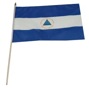 Nicaragua 12in x 18in Mounted Stick Flag