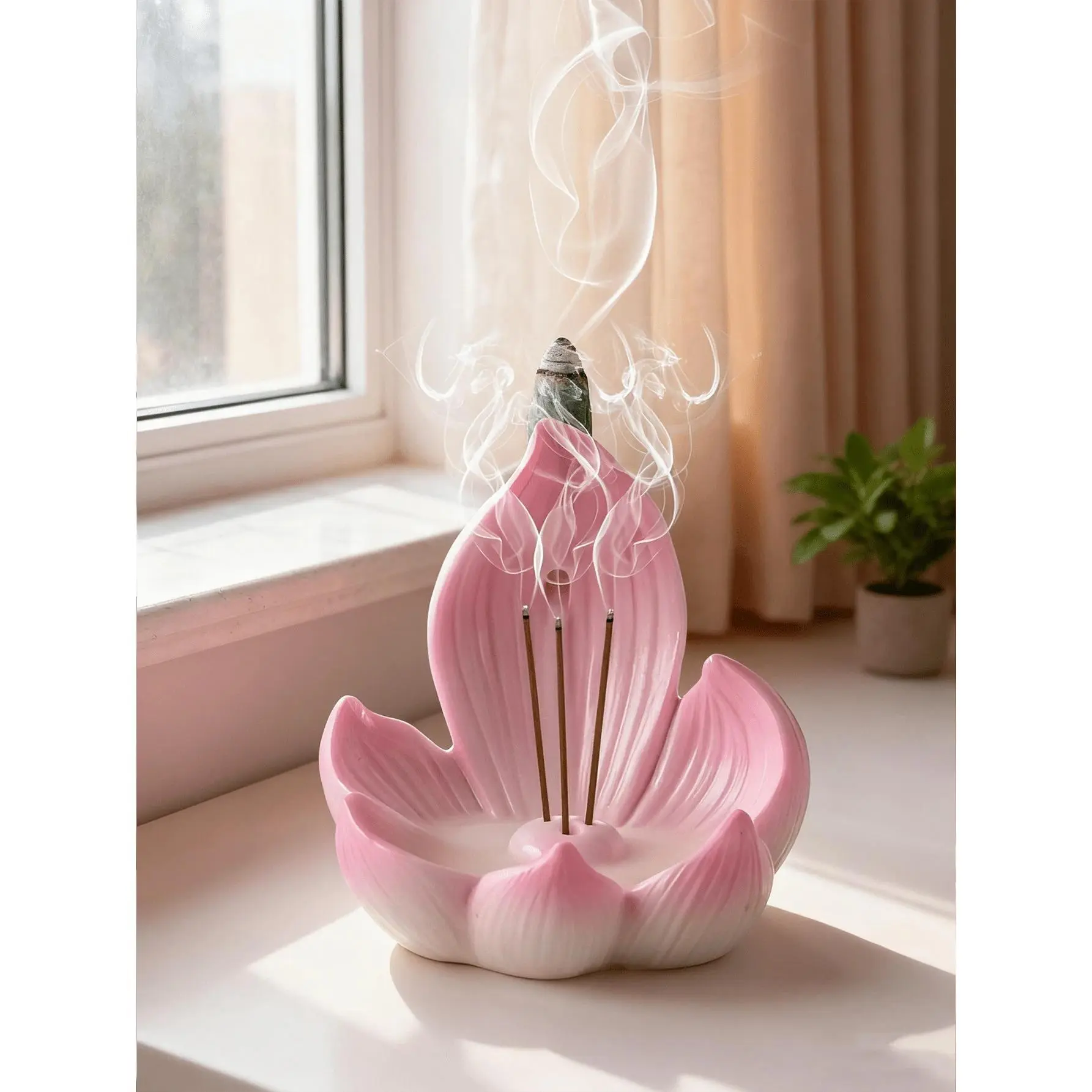 1PC Pink Lotus Resin Incense Holder, This Flower - Shaped Holder Holds Incense Sticks, Perfect For Meditation Corners, Yoga Rooms, Or As Peaceful Decor In Bedrooms. Adds A Calm, Elegant Touch