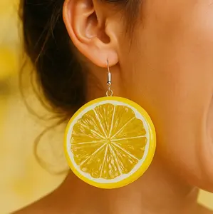 Lemon Slice Earrings with Round Design Ideal for Any Occasion