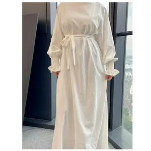 DZ06 Muslim ladies solid color casual lace dress can be worn inside or outside