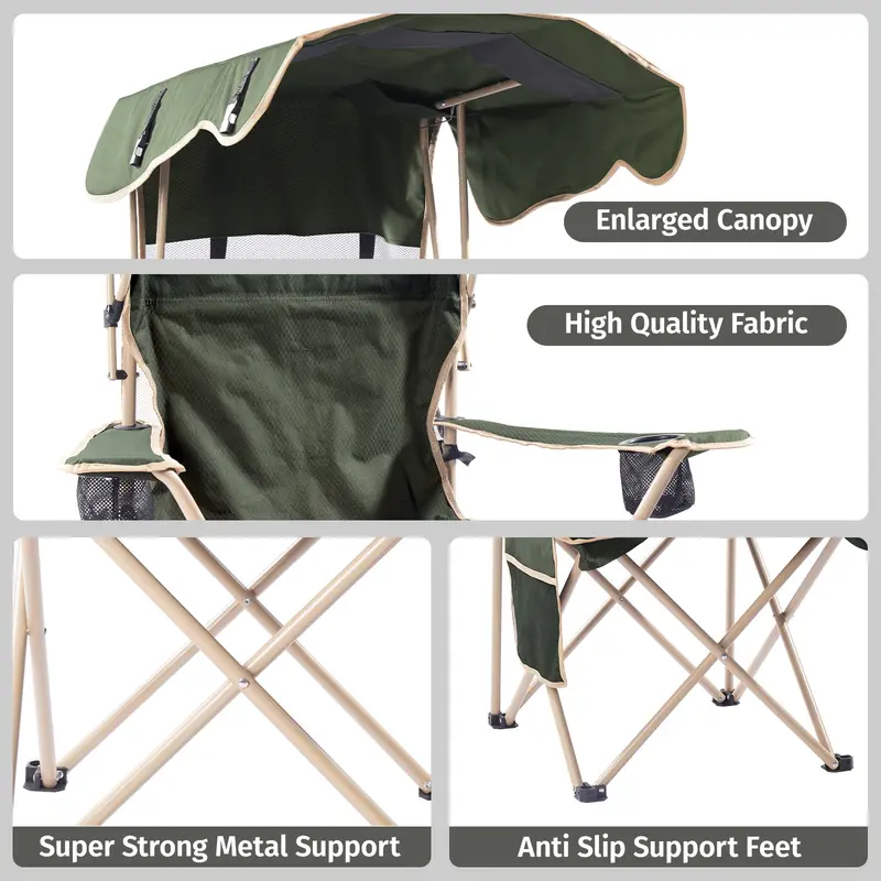 ShadeMate canopy detail, fabric quality, frame and anti-slip feet