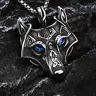 Viking Wolf Head Geometric Pendant Necklace for Men, Stainless Steel Chain, Nordic Mythology Jewelry, Unique Bold Style Punk Aesthetic, Perfect Gift Idea, Men Accessories