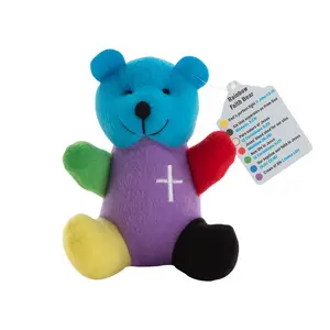 4" Religious Rainbow-Colored Stuffed Bears with Colors of Faith Tags - 12 Pc.