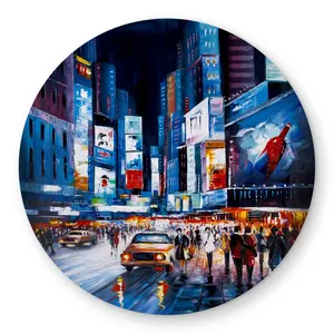 Begin Home Decor C1COAR55ST6SE4 5 x 5 ft. Times Square Perspective - Scenic Round Outdoor Area Rug