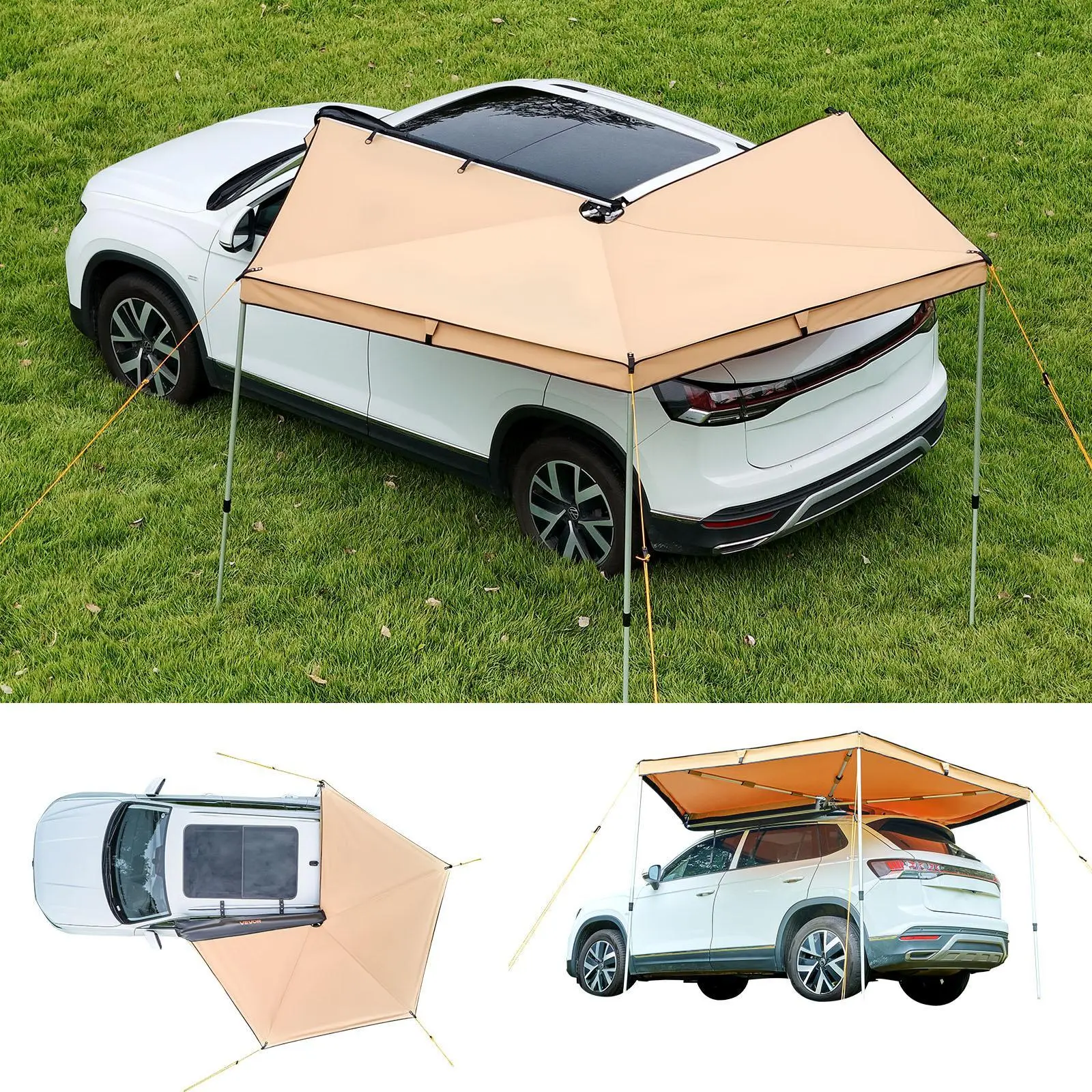 【SummerFinds】VEVOR 270 Degree Awning, 52 sq.ft Driver Side Vehicle Awning, Waterproof UV50+ Car Side Awnings with Carry Bag, All-Weather Free-Standing Overland Awnings Car Shelter for SUV Van Truck Camping