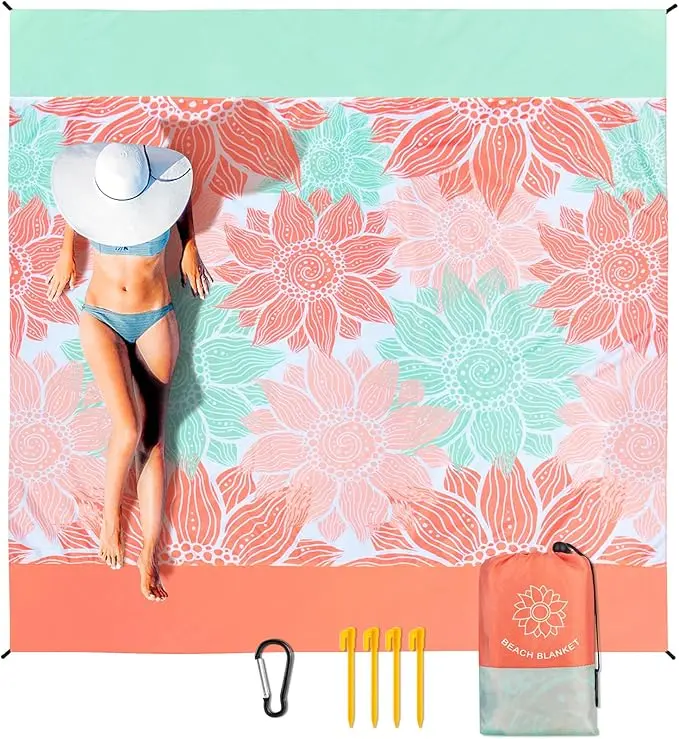 Beach Blanket Waterproof Sandproof Extra Large Beach Mat 79" X 83"/120"x108" for 1-8 Adults Durable Outdoor Picnic Mat