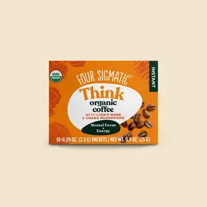Think Organic Instant Coffee with Lion's Mane and Chaga Mushrooms, 10 Packets Think Organic Instant Coffee with Lion's Mane and Chaga Mushrooms, 10 Packets