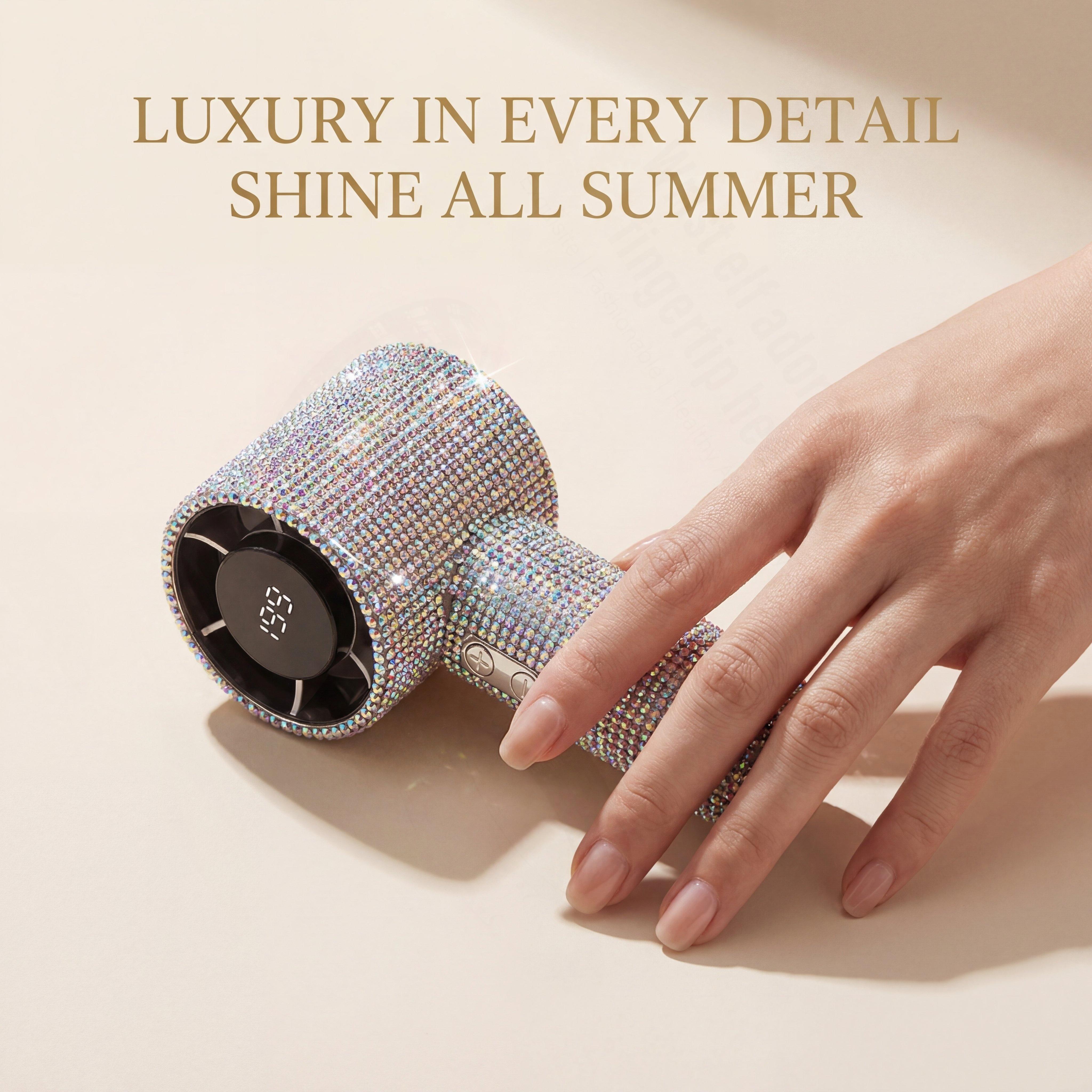 Bling Rhinestone Handheld Fan, Portable USB Rechargeable Mini Fan with Sparkling Diamond Design, Cute Personal Cooling Fan for Women Girls Travel Outdoor Daily Use