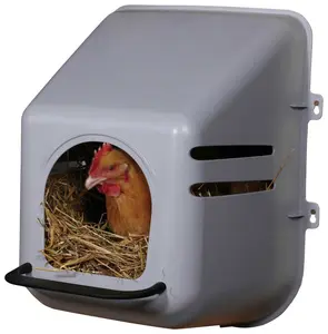 Single Nesting Box High-Density Polyethylene Hen-Friendly Design with Entrance Perch & Ventilation Holes Gray with Black Perch 16.5x15.88x19.75 Inches Impact-Resistant Easy to Clean