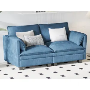 [AURA] 74.27-inch Loveseat, Mid-Century Modern 2-seater Comfortable Sofa - Equipped with comfortable backrest and seat cushion support, allowing your body to lean or lie down more relaxedly, with side pockets on the armrests, suitable for s cozy furniture