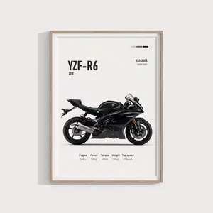 Yamaha YZF-R6 2018 Poster Hyper Motorcycle Art Print, Super Bike Wall Decor, Perfect Gift for Enthusiasts,Home Decor - No Frame