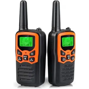 Walkie Talkies, Walkie Talkies for Adults with 22 FRS Channels, Family Walkie Talkie with LED Flashlight VOX LCD Display for Hiking Camping Trip (Orange 2 Pack)