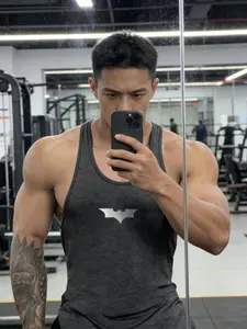 Batman Quick-Dry Fitness Vest for Men, American Street Sport Y-Back Vest, Loose Breathable Sleeveless Training T-Shirt, Workout Vest