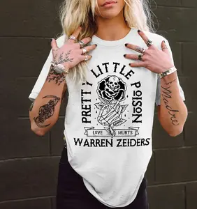 Warren Zeiders Pretty Little Poison Skull T-shirt for Women Full Color Comfort Cotton Summer Outfit Gift for Mother's Day & Girlfriend