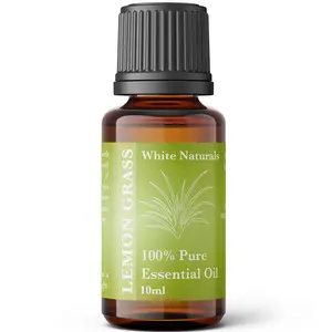 White Naturals Lemongrass Essential Oil, 100% Pure and Natural Undiluted Premium Therapeutic Grade Oil for Diffuser, Aromatherapy. Best Wellness Healthcare Solutions. Great for DIY Skin care, Cleaning, Hair Care, Candles &Soap making 10ml
