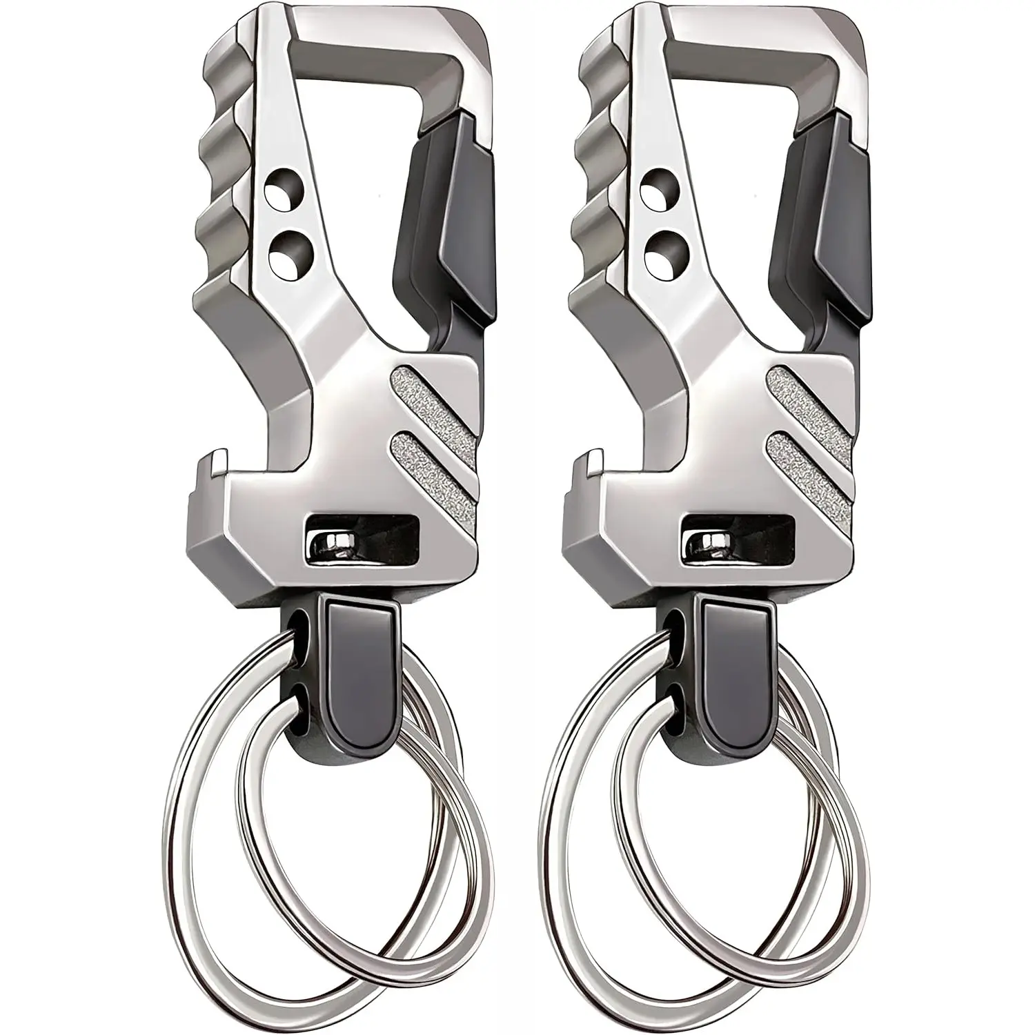 Tactical Keychain, Carabiner Clip, Bottle Opener, 2 Pack KeyChain Key Ring Bottle Opener, Auto Car Key Holder Tactical Carabiner Keychains For Men and Women