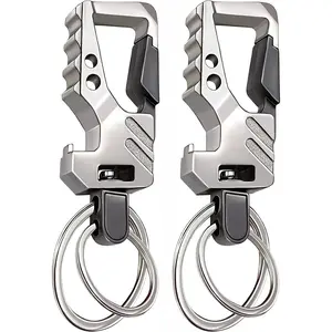 Tactical Keychain, Carabiner Clip, Bottle Opener, 2 Pack KeyChain Key Ring Bottle Opener, Auto Car Key Holder Tactical Carabiner Keychains For Men and Women