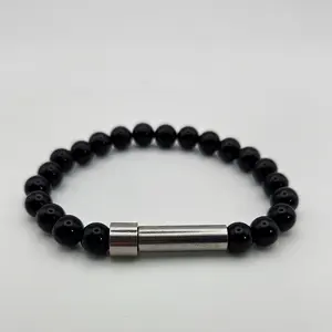 Manifestation Bracelet - Obsidian-Stretch Bracelet - Secret Capsule - Write your intentions, goals or secret message and carry it with you all day long.