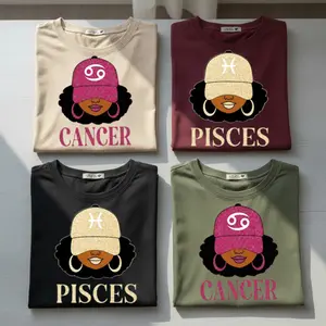 [Full 12 Zodiac] Woman Zodiac T-Shirt – Trendy Astrology Sign Crewneck for Gemini, Pisces, Taurus & Cancer, Sparkly Horoscope Pullover, Unisex Aesthetic Gift for Zodiac Lovers-DarkFlex