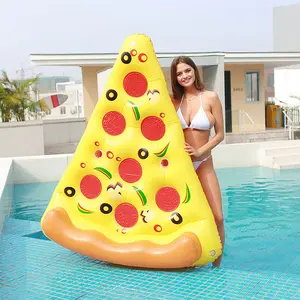 Extra-large inflatable pizza pool float bed, pizza water floating raft, outdoor pool water play floating bed, seaside vacation leisure lounge chair, internet-famous fun water toy, thickened PVC adult swimming float bed, summer party photo prop