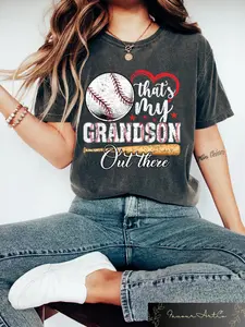 Comfort Colors That's My Grandson Out There Shirt Baseball Grandma T-Shirt Trendy Retro Sports Graphic Tee Vintage Grandparents Gift for Her Minimalist Softball Nana Top Oversized Sunday Shirt 2026 Bloom Tee Support Game Day Era Art