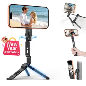 OMOTON TP03 Mini Tripod, Magnetic Phone Stand with 1/4 Screw Hole & Hanging Hook, Portable Phone Mount for Smartphone Camera Accessories-Black