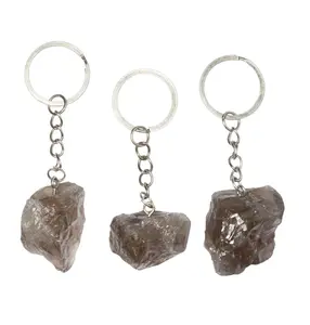 Raw Smoky Quartz Crystal Keychain for Carrying Keys