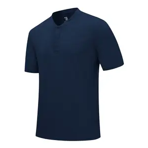 Men's Golf Shirts Collarless Henley Dry Fit Athletic Casual Performance Blade Lightweight Polo T Shirts