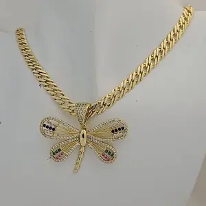 Cadena 396 y dije libelula 237 gold plated