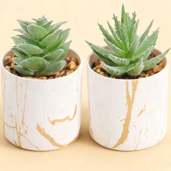 Set of 2 Mini Artificial Succulent Plants for Home Office Desk Decor, Fake Potted Succulents, Realistic Small Succulent Arrangement, Reusable Low Maintenance Desktop Accessories for Women