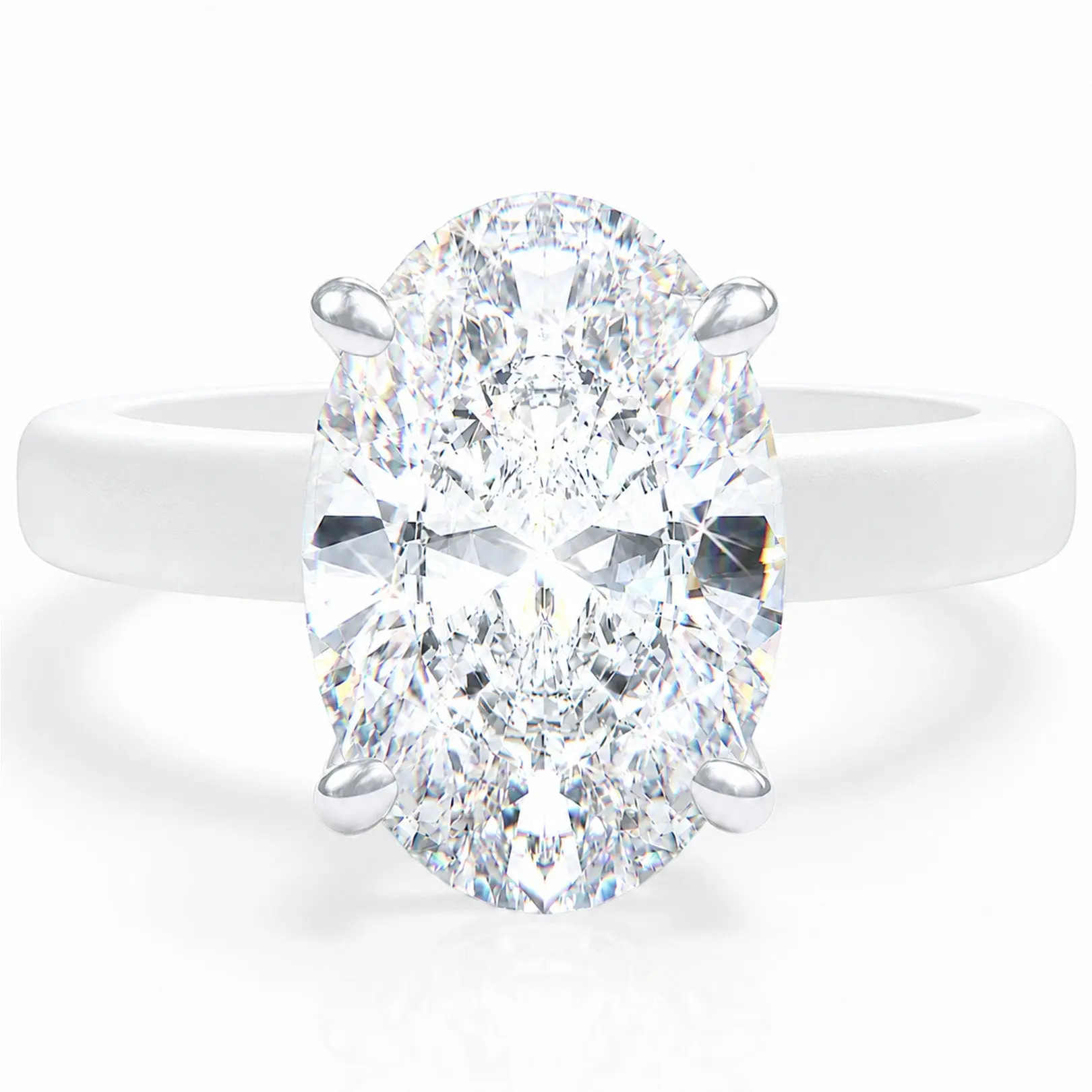 Rinfit Women's Soft Silicone Fit Ring - 2 mm Thin, Lightweight Flex Band, Patented Design, Brass Prong Set Oval Cut Cubic Zirconia CZ Costume Jewelry Ring for Women