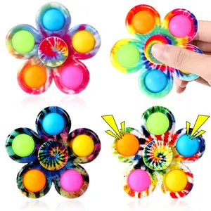 Fidget Spinners Toys 4 Pack for Kids & Adults High-Quality Silicone Stress Relief Party Favors Easter Basket Stuffers Birthday Gift Classroom Prizes