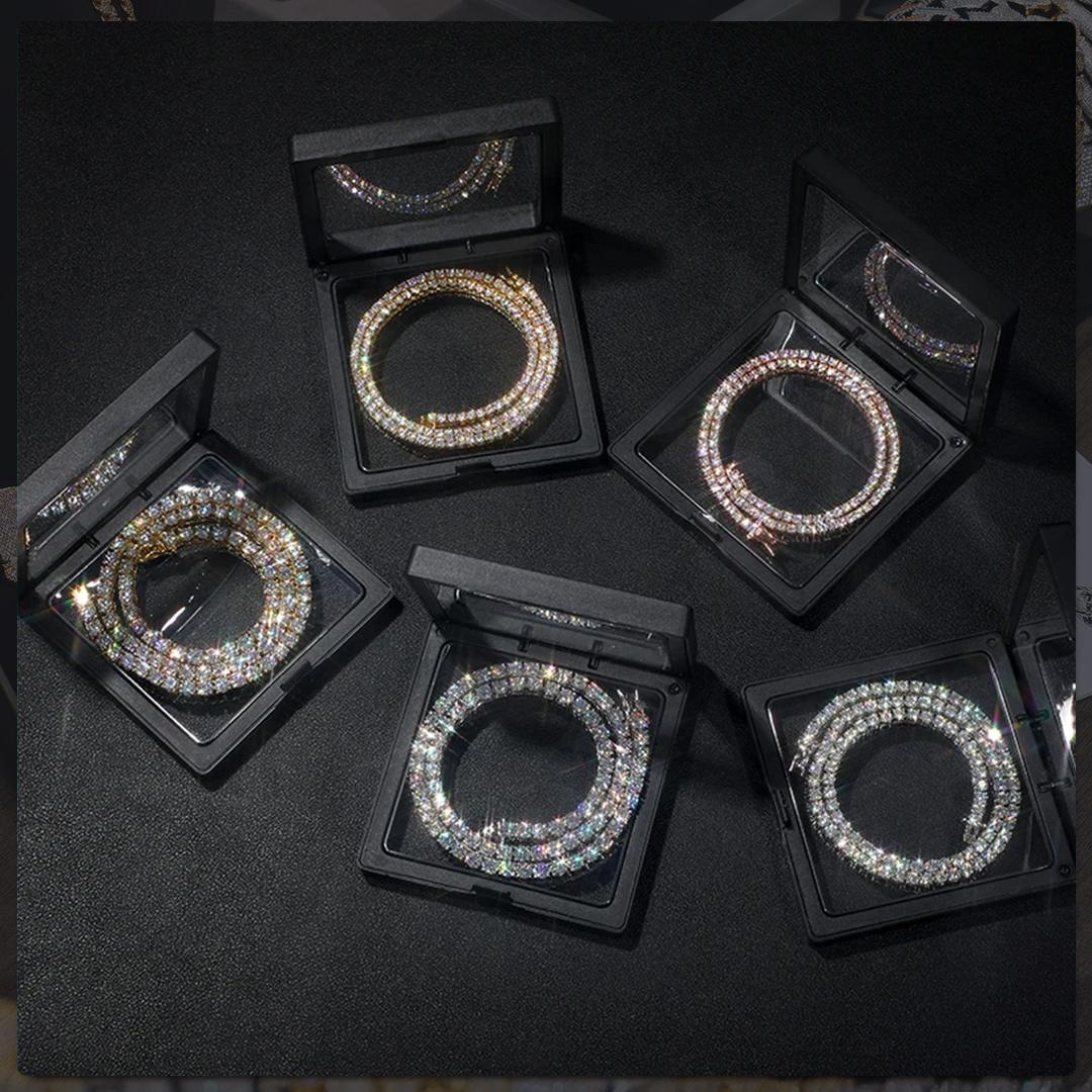 Sparkling Moissanite Tennis Chain Bracelet Necklace 100% 925 Sterling Silver Pass Diamond Test Fine Jewelry valentine's day Gift