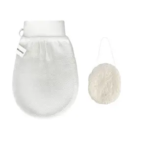 Wildpier️ Deep Exfoliating Glove and Konjac Sponge - Plant-based, Biodegradable, Eco-Friendly Skincare, Spa, Body Scrubber, Sensitive Skin Hand Shower essential body