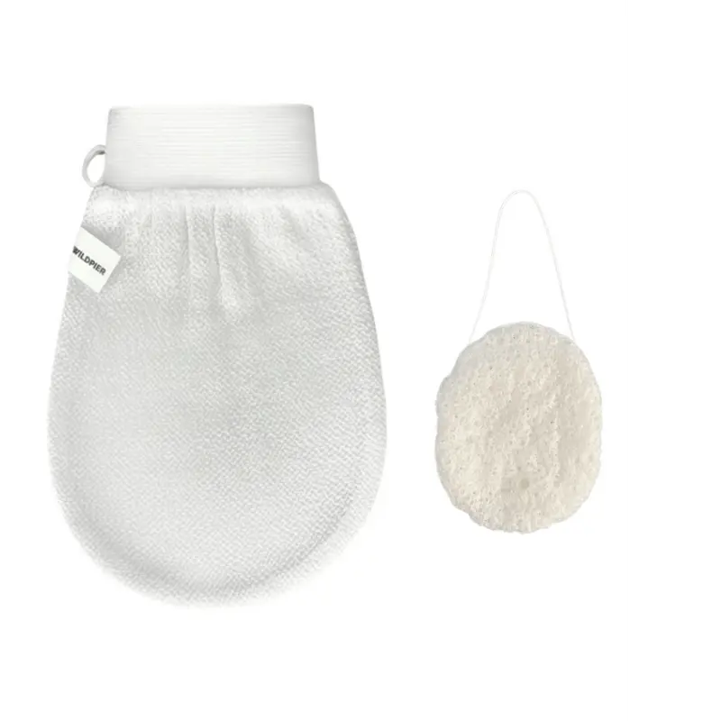 Wildpier️ Deep Exfoliating Glove and Konjac Sponge - Plant-based, Biodegradable, Eco-Friendly Skincare, Spa, Body Scrubber, Sensitive Skin Hand Shower essential body