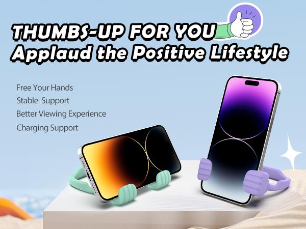 CALDEVER Cell Phone Stand Thumbs Up Easter Basket Stuffers for Teens Boys Girls Him Men Ideas: 2 Pack Lazy Cell Phone Holder Easter Gifts for Kids Teenage Son Her Women Wife Adults Funny Cool Gadgets